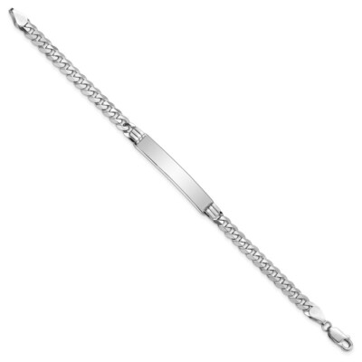 Pre-owned Superdealsforeverything Real 14kt White Gold Flat Curb Link Id Chain Bracelet; 8 Inch; Lobster Clasp