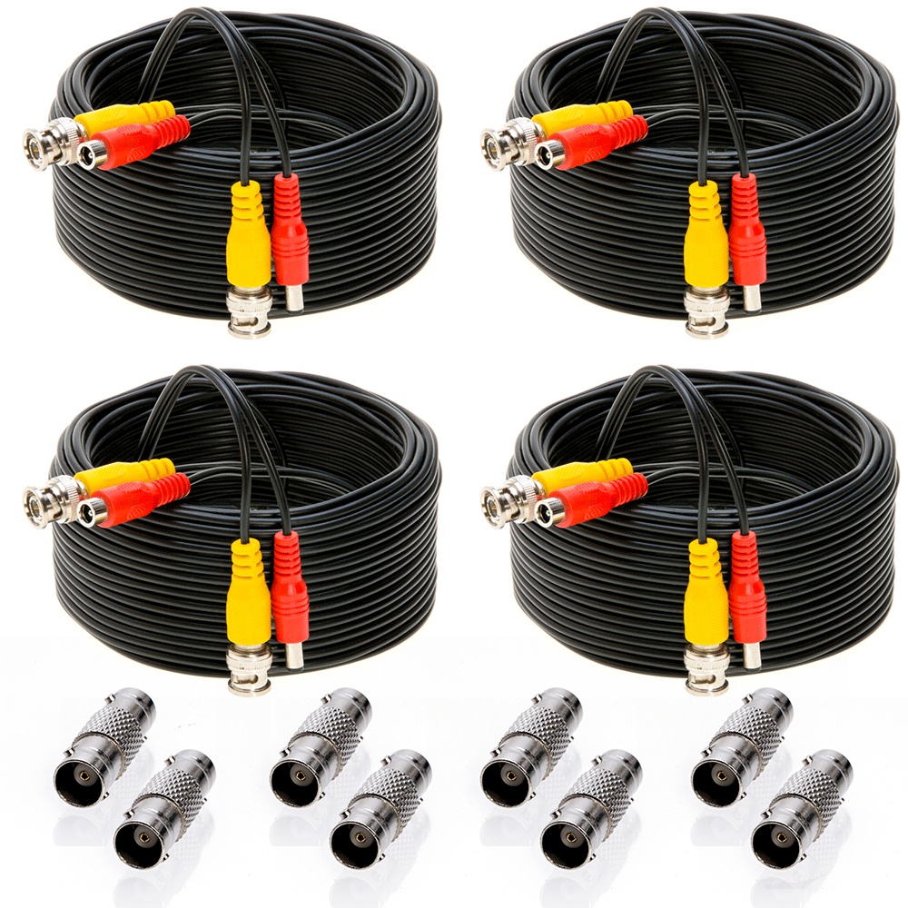 4 x 100FT Video Power Cable BNC DC Security Camera Extension Cord for CCTV