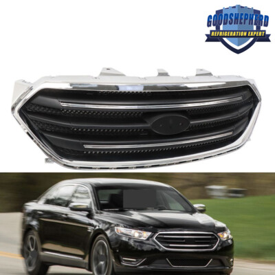 Fit For 2013-2019 Ford Taurus Front Upper Grille Matte Black W/Chrome Trim Grill