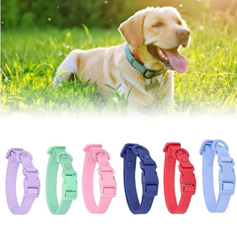 Dog Collar Adjustable Waterproof Soft Rubber PVC Puppy Collars Buckle Chain US