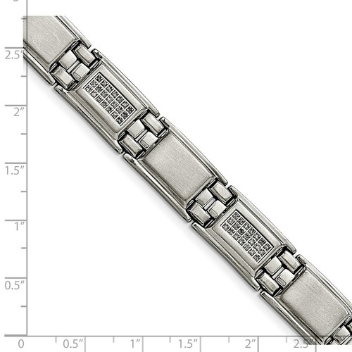 Pre-owned Chisel Stainless Steel Polished/matte 3/4ct Tw. Diamond Bracelet In Silver