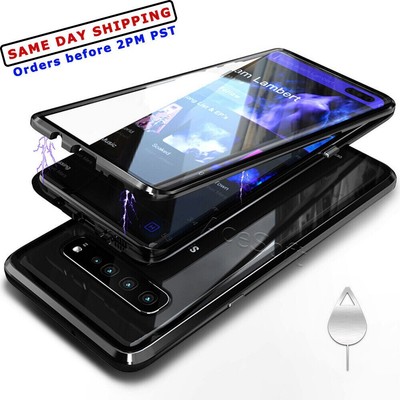 For Samsung Galaxy S10 G973U Magnetic Adsorption Tempered Glass Protection Case
