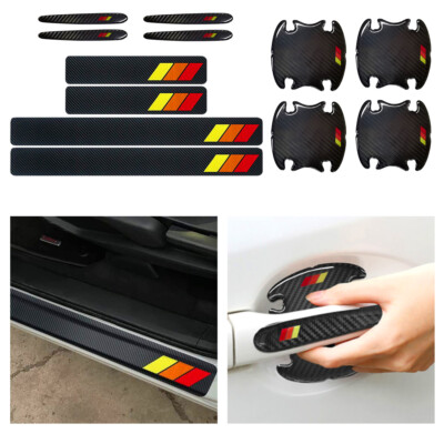 12Pcs Door Cup Handle Sill Scuff Cover Anti Scratch Stickers For Rav4 Protector