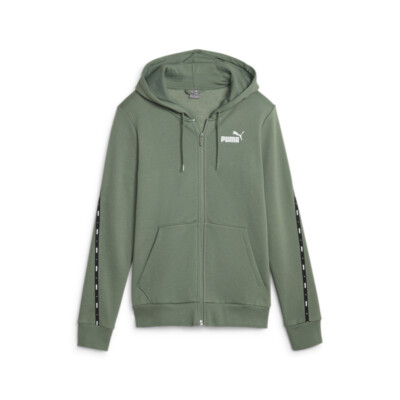 Puma Essentials Tape Толстовка с капюшоном на молнии Женская зеленая повседневная верхняя одежда 67599744