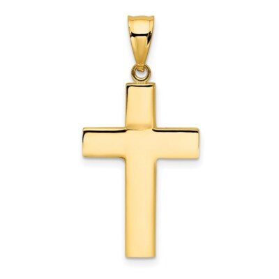 Pre-owned Skyjewelers Real 14kt Yellow Gold Hollow Cross Pendant