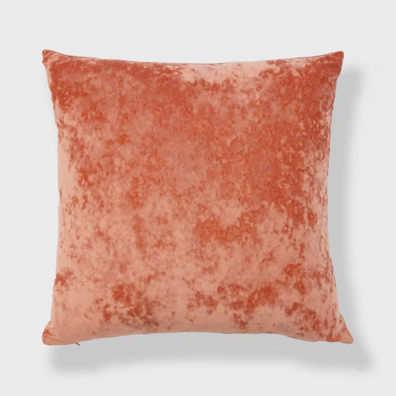 Soft Crushed Velvet Apricort Orange 20 In. X 20 In. Throw Pillow