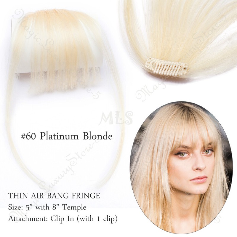 Topper Real Remy Human Hair Clip In Silk Base Hairpiece Wig with Bangs Brown US