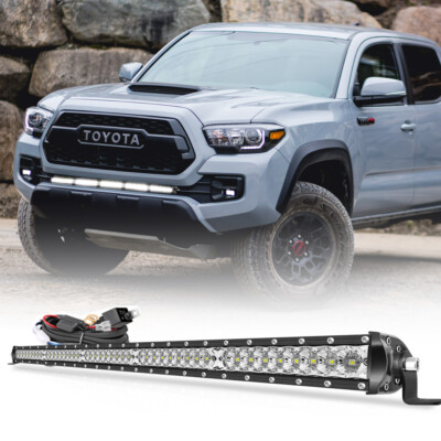 For 07-19 TOYOTA Tundra Straight LED Light Bar Hidden Bumper Grille & Wiring Kit