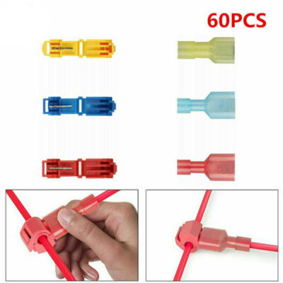 240/60pcs T-Taps Wire Connectors Quick Splice Terminals Crimp Cable Insulated US