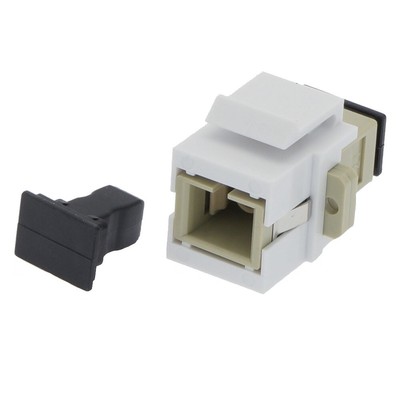 SC UPC Fiber Optic Simplex Multi Mode Keystone Jack Coupler Snap In Insert Ivory