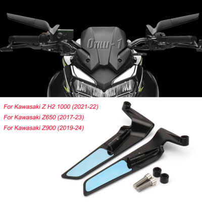 Pair Stealth Mount Winglet Rearview Mirror Set For Kawasaki Z H2 1000 Z650 Z900