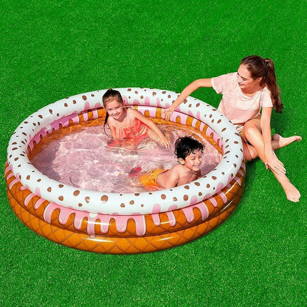 Piscina Rotonda Gonfiabile Fuoriterra Fragola Bambini Giardino 3 Anelli 160cm