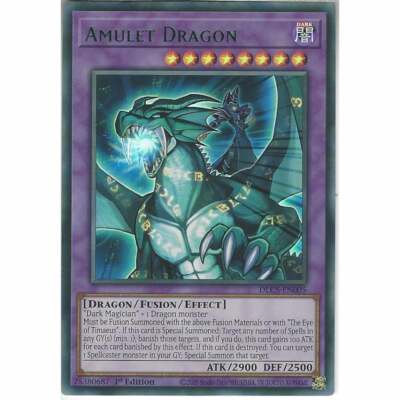 YuGiOh DLCS-EN005 Amulet Dragon | 1st Ed Green Ultra Rare | Trading Card Game 