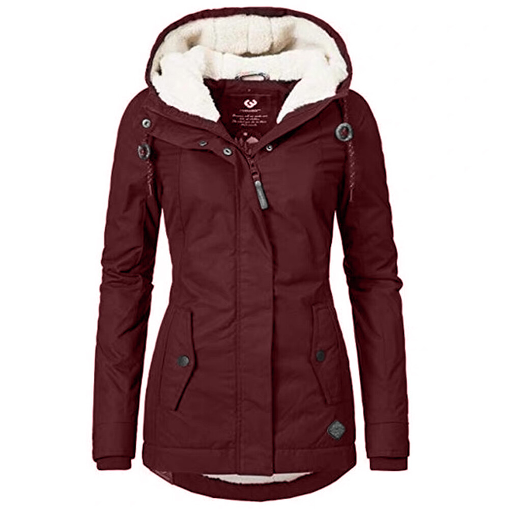 Womens Warm Coat Quilted Jacket Outwear Fleece Lined Autumn Hooded Overcoat US