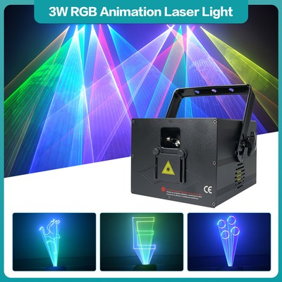 3W 3d Animation RGB Full Color Laser Light Project For Bar DJ