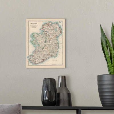 Johnston's Map of Ireland Canvas Wall Art Print, Map Home Decor