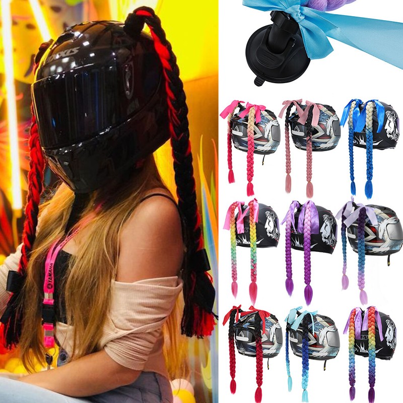 20" Color Bicycle Helmet Accessories RAMP Pigtail Helmet Braids Hair  Extensions | eBay.de