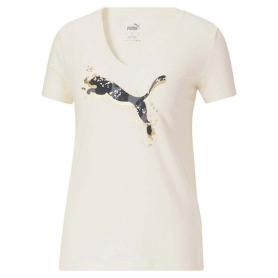 

Женские бежевые повседневные топы Puma Alpha Scoop Neck с коротким рукавом 847018-73, Бежевый