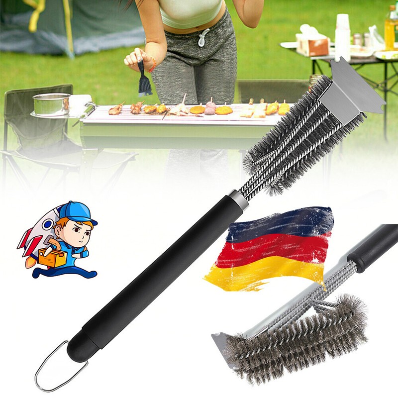BBQ Grillbürste 3 in1 Reinigungsbürste Edelstahl Drahtbürste Reinigung Strattore