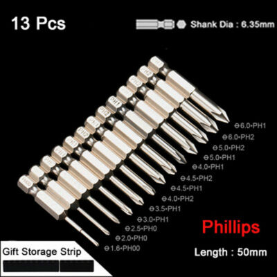 S2 Steel Power Screwdriver Bits Set Phillips Slotted Slotted Torx 1/4'' Hex Shank