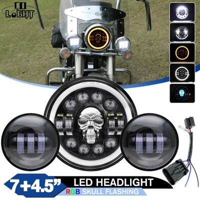 COLIGHT 7'' LED Headlight + 2Pcs Fog Lights For Yamaha xv 1700 Road star XV1900C