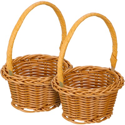  2 Pcs Portable Woven Basket Miniature Flower Shopping Home Decor Baskets Wicker