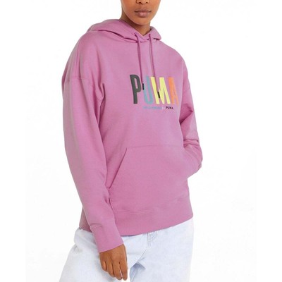 

Puma Swxp Logo Pullover Hoodie Женская розовая повседневная верхняя одежда 53601515, Розовый