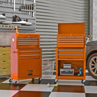 Durable Rolling Tool Chest w/ Wheels and Drawers, 8-Drawer Tool Storage Cabinet