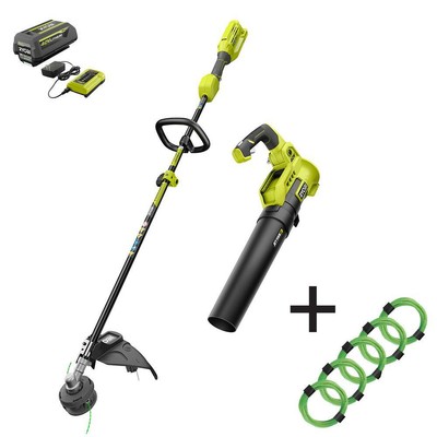 RYOBI String Trimmer and Leaf Blower 40V Cordless Straight Attachment Capable