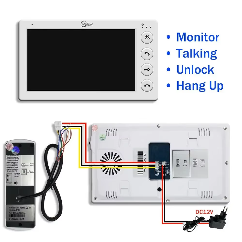 7-inch Video Doorbell Intercom System for Home Video Entry Phone IP65 Outdoor Me