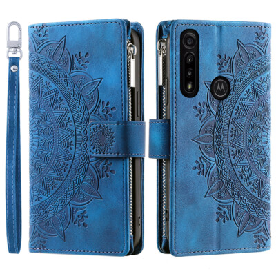 Moto G Power 2020 Case Datura Leather Zipper Card Slots Flip Wallet Pocket Cover