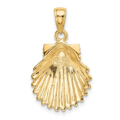 Pre-owned Superdealsforeverything Real 14kt Yellow Gold Scallop Shell Pendant