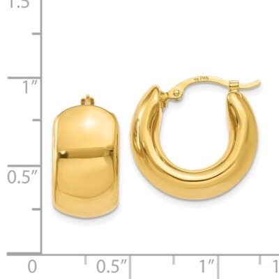 Pre-owned Superdealsforeverything Real 14kt Yellow Gold Wide Puffed Hoop Earrings