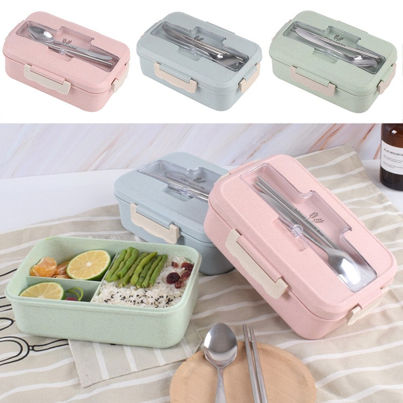 3 Brotdose Kinder Lunchbox Brotdose Boxen Frühstücksbox Besteck Trennwände