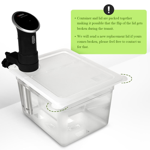 EVERIE Sous Vide Container 12 Quart EVC-12 with Collapsible Hinge Lid for Anova