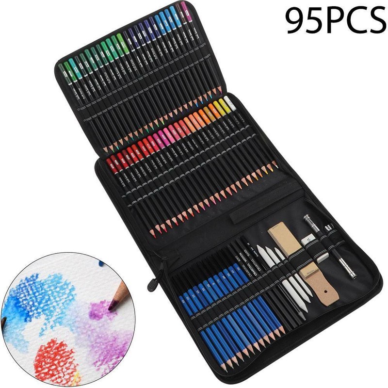 95PCS Professional Sketching Drawing Set Art Pencil Kit Graphite