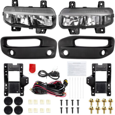 For Dodge RAM 2500 3500 2019-2023 Clear Lens LED Fog Lights Lamps+Switch+Bezels