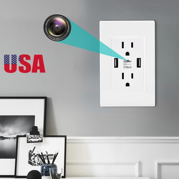 AC Wall Outlet with USB Home Security Nanny Camera IP WiFi Camera 1080P HD Lot