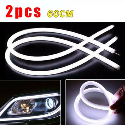 2X 6000K White 60cm Car Hose LED Light Lamp Bar Daytime Driving DRL Headlight