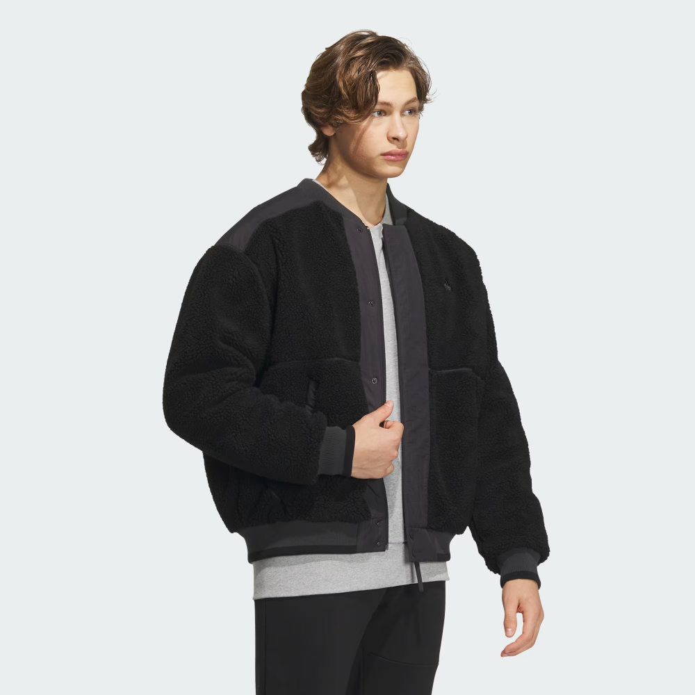 New Adidas Mens FLEECE COLLEGE EIGHT PADDED JACKET IL8919 BLACK