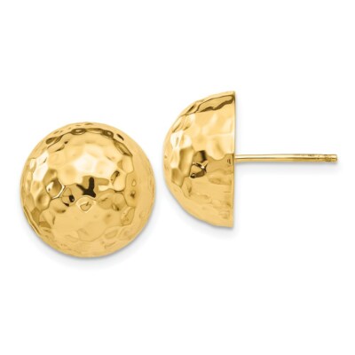Pre-owned Superdealsforeverything Real 14kt Yellow Gold Hammered Half Ball Post Earrings
