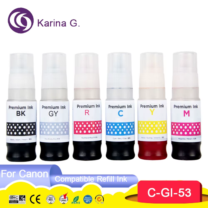 High Quality Compatible Water Based Refill Ink Bottle GI-53 GI53 GI 53 Refill Dy
