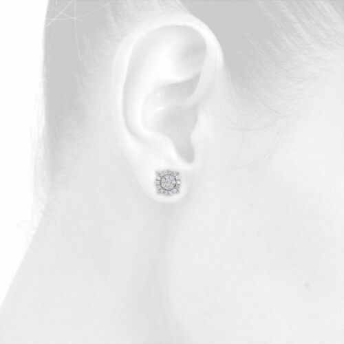 Pre-owned Jfl Diamonds & Timepieces 10k White Gold Diamond Flower Studs 7.70mm Cluster Circle Earrings 0.50 Ct.
