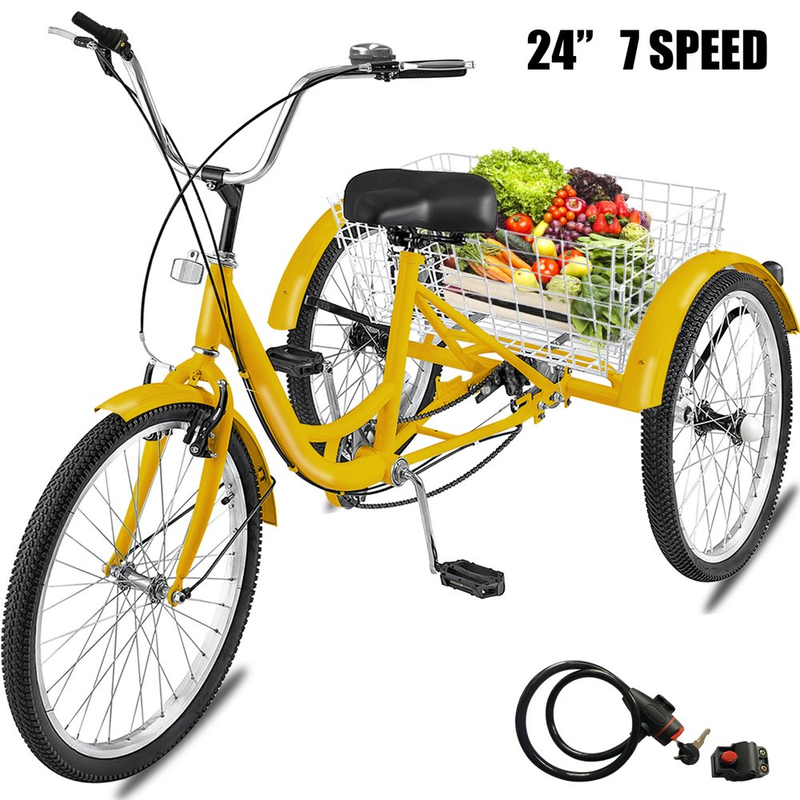 Adult Tricycle Single 7 Speed Three Wheel Bike Cruise 2In Se