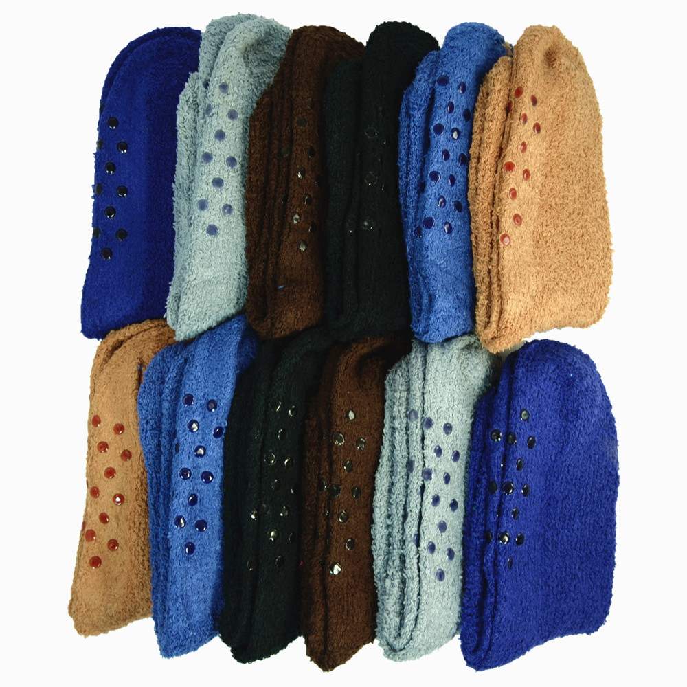 3 Pairs For Mens Soft Cozy Fuzzy Socks Non-Skid Solid Home Slipper Size 9-13