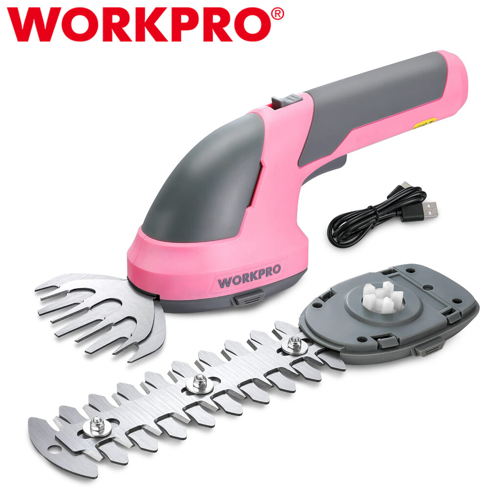 WORKPRO 2 in 1 Handheld Hedge Trimmer Cordless Grass Shear Shrubbery Trimmer NEW