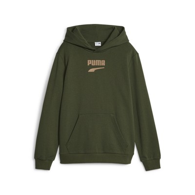 Пуловер с капюшоном с логотипом Puma Downtown для мальчиков, зеленая повседневная верхняя одежда 62159531