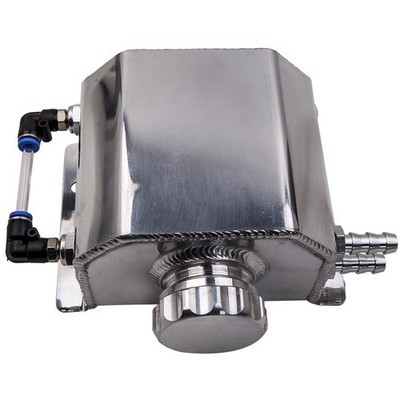 Silver Aluminum Alloy Coolant Radiator Engine Oil Catch Can Tank Bottle w/ Cap