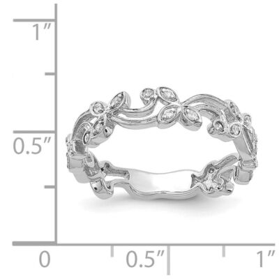 Pre-owned Diamond2deal 14k White Gold Diamond Engagement Wedding Floral Band Ring Size 7, 2.95g