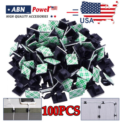 100Pcs Cable Clips Self-Adhesive Cord Wire Holder Management Organizer Clamp